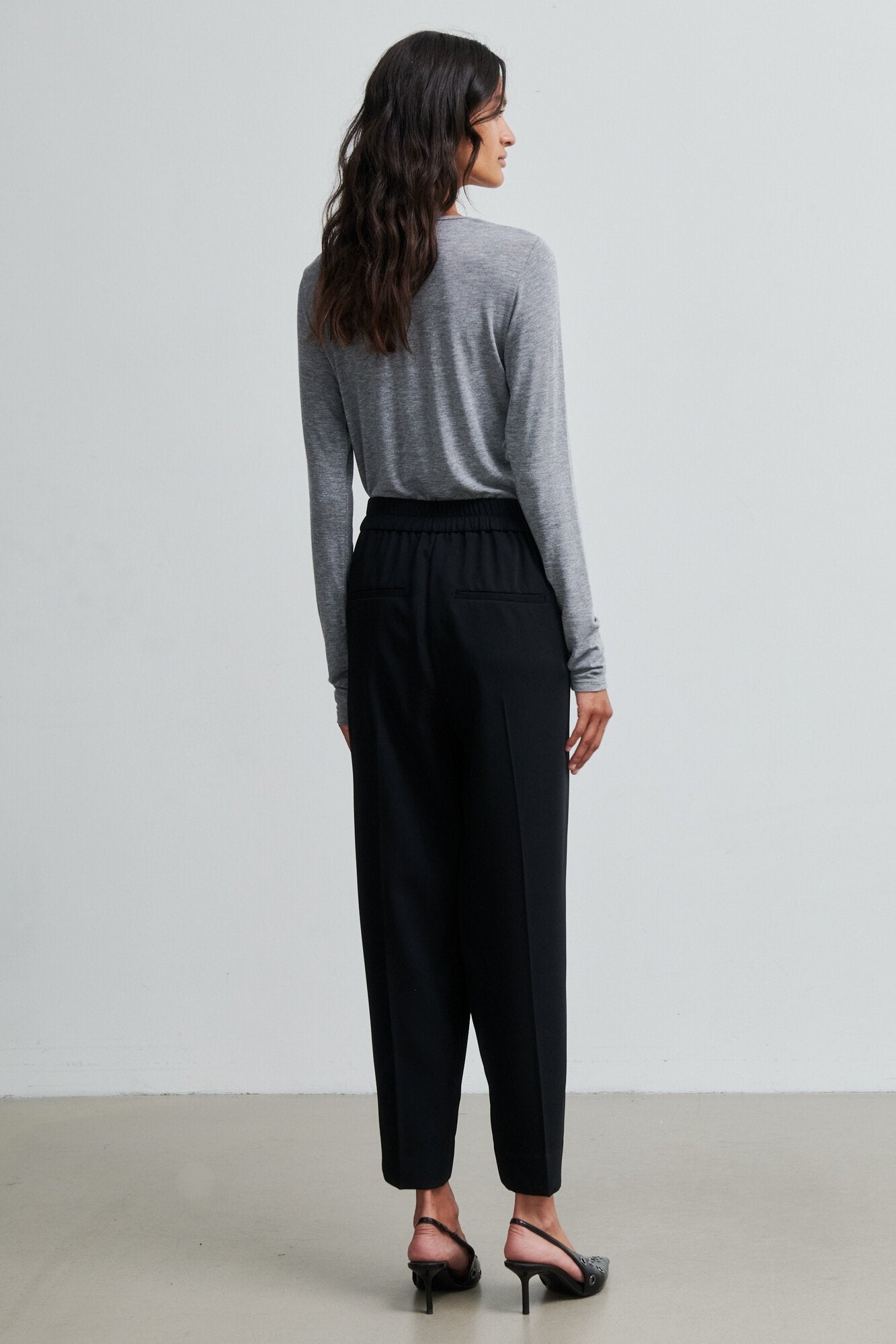 Matima O-Neck langærmet t-shirt - Dark grey melange